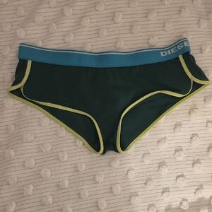 Diesel Dark Green Swimsuit Bottom with Blue Waistband